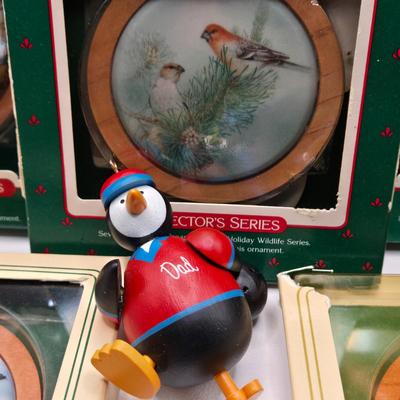 LOT 84X: Christmas Tree Ornaments Including Hallmark Birds Collector Series, Avon Ornaments, Radio City Christmas Spectacular, and More