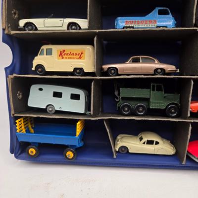 LOT 85X: Vintage 1965 Matchbox Carrying Case with Many Cars and Trucks Inside