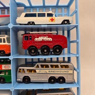 LOT 86X: Vintage Official Matchbox Series Deluxe Collector's Case With Cars, Busses, Trucks, Motorcycles, and More Inside!