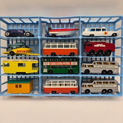 LOT 86X: Vintage Official Matchbox Series Deluxe Collector's Case With Cars, Busses, Trucks, Motorcycles, and More Inside!