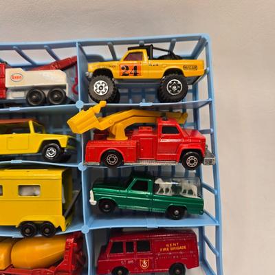 LOT 86X: Vintage Official Matchbox Series Deluxe Collector's Case With Cars, Busses, Trucks, Motorcycles, and More Inside!
