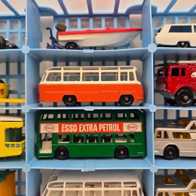 LOT 86X: Vintage Official Matchbox Series Deluxe Collector's Case With Cars, Busses, Trucks, Motorcycles, and More Inside!