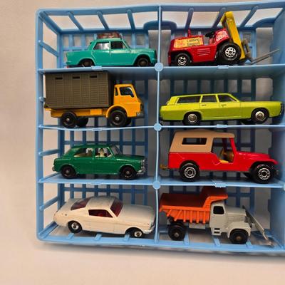 LOT 86X: Vintage Official Matchbox Series Deluxe Collector's Case With Cars, Busses, Trucks, Motorcycles, and More Inside!