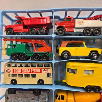 LOT 86X: Vintage Official Matchbox Series Deluxe Collector's Case With Cars, Busses, Trucks, Motorcycles, and More Inside!