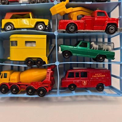 LOT 86X: Vintage Official Matchbox Series Deluxe Collector's Case With Cars, Busses, Trucks, Motorcycles, and More Inside!