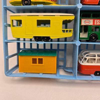 LOT 86X: Vintage Official Matchbox Series Deluxe Collector's Case With Cars, Busses, Trucks, Motorcycles, and More Inside!