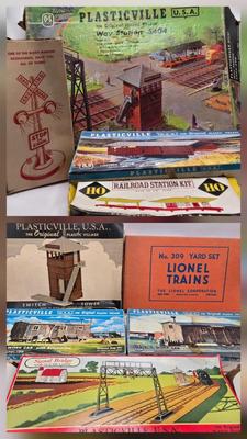 LOT 89X: Plasticville O&S Gauge and HO Scale Buildings, Lionel Trains No. 309 Yard Set, and More