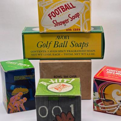 LOT 91X: Vintage Sports Themed Avon Soap on a Rope and More