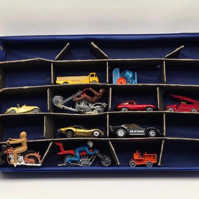 LOT 101X: Vintage Matchbox Series Carrying Case with Cars, Trucks, and More Inside