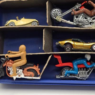 LOT 101X: Vintage Matchbox Series Carrying Case with Cars, Trucks, and More Inside