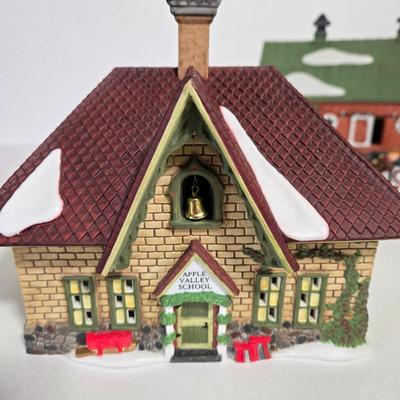 LOT 114X: Dept. 56 "Apple Valley School", " Farmer's Market", "Bieler Farm" , and " Christmas...