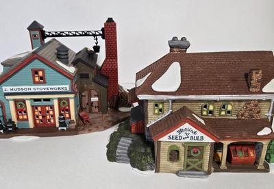 LOT 115X: Dept. 56 "J. Hudson Stoveworks" and " Bluebird Seed and Bulb" / with Original Boxes