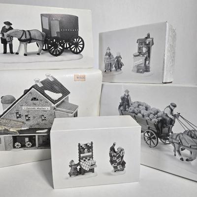 LOT 120X: Dept. 56 "Jannes Mullet Amish Barn", "Handmade Quilts", "Woolens and Preserves", "Amish...