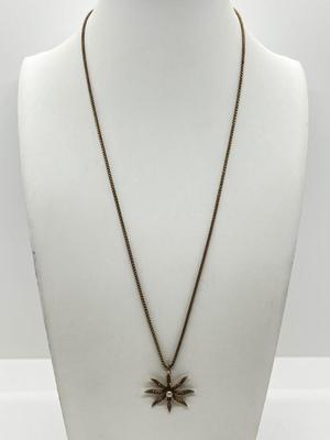 LOT 128J: 10K Gold and Seed Pearl Pendant on 20" Gold Filled Chain - 5.5 GTW