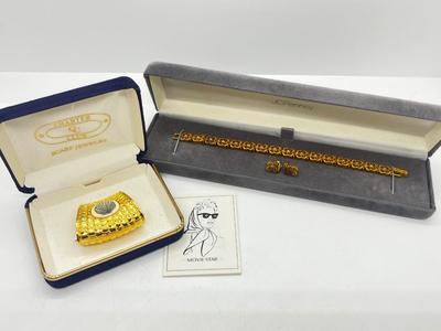 LOT 129J: Vintage Bracelet and Matching Earrings + Charter Club Scarf Clip