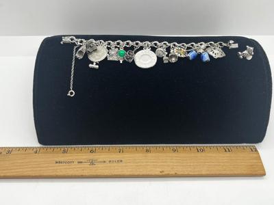 LOT 132J: Vintage Elco Sterling Charm Bracelet - 45.2 GTW