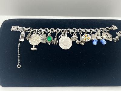 LOT 132J: Vintage Elco Sterling Charm Bracelet - 45.2 GTW