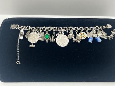 LOT 132J: Vintage Elco Sterling Charm Bracelet - 45.2 GTW