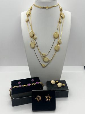 LOT 136J: Vintage Avon Collection: Necklace and Matching Earrings, Bracelet and Matching Earrings and More!