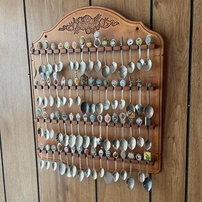 LOT 144D: Collection of Souvenir Spoons on Rack