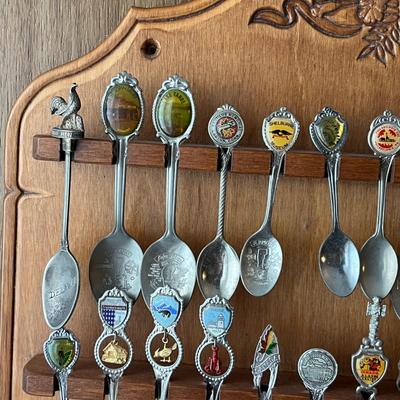 LOT 144D: Collection of Souvenir Spoons on Rack