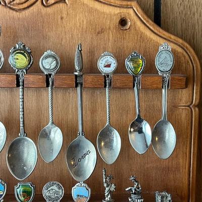 LOT 144D: Collection of Souvenir Spoons on Rack