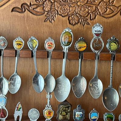 LOT 144D: Collection of Souvenir Spoons on Rack