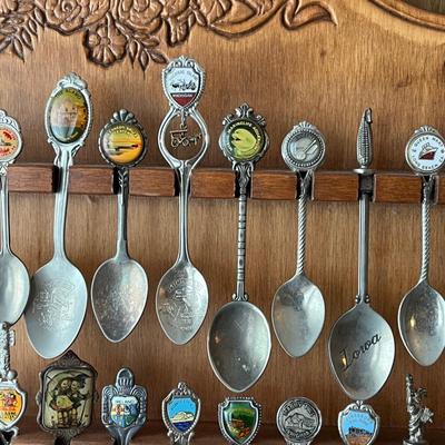 LOT 144D: Collection of Souvenir Spoons on Rack