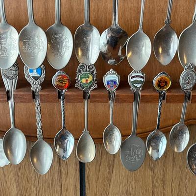 LOT 144D: Collection of Souvenir Spoons on Rack