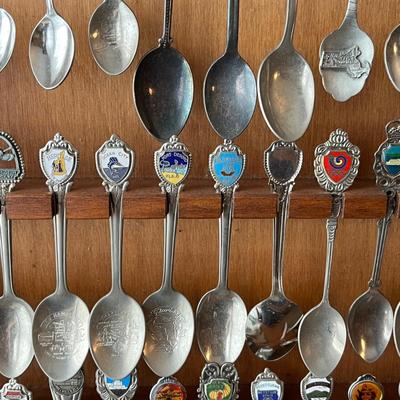 LOT 144D: Collection of Souvenir Spoons on Rack