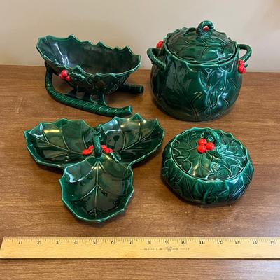 LOT 155M: Vintage Lefton Holly Berry Dishes