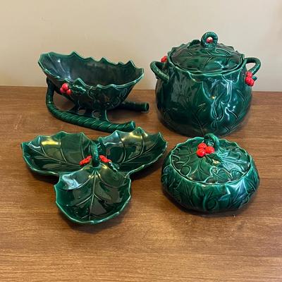 LOT 155M: Vintage Lefton Holly Berry Dishes