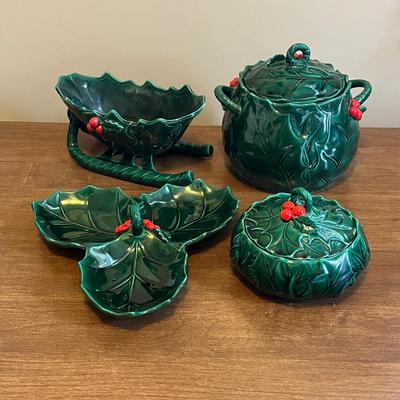 LOT 155M: Vintage Lefton Holly Berry Dishes