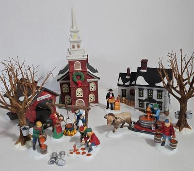 LOT 161X: Dept. 56 " Jannes Mullet Amish Farm House", "Red Covered Bridge", "Old North Church", and...