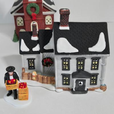 LOT 161X: Dept. 56 " Jannes Mullet Amish Farm House", "Red Covered Bridge", "Old North Church", and...