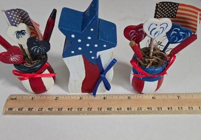 LOT 169X: "God Bless America" / Patriotic Lot Including Uncle Sam, Himself, Small Candy Dish, Pot Holders, Old Glory Drawn by...