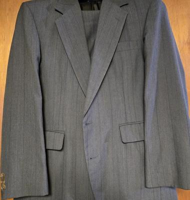 LOT 170X: Multiple Men's Suits, Sports Coats, and Naval Clothing Factory Peacoat / Some Sizes Shown, Others unknown