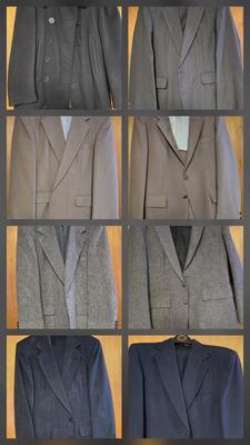 LOT 170X: Multiple Men's Suits, Sports Coats, and Naval Clothing Factory Peacoat / Some Sizes Shown, Others unknown
