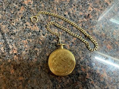 Gold-Tone Pocket Watch with Matching Chain
