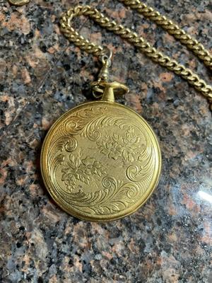 Gold-Tone Pocket Watch with Matching Chain