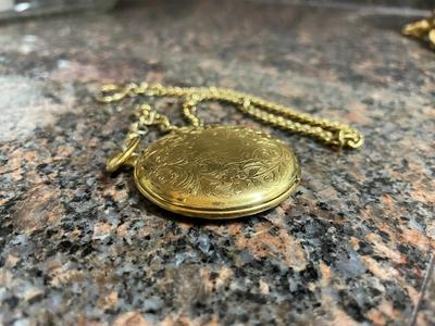 Gold-Tone Pocket Watch with Matching Chain