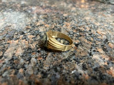 Gold-Toned Ring with Diamond-Shaped Centerpiece