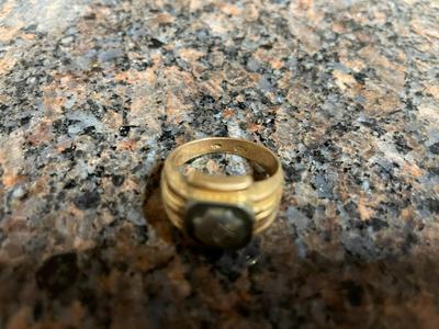Gold-Toned Ring with Diamond-Shaped Centerpiece