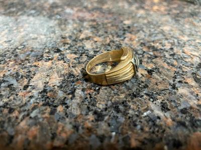 Gold-Toned Ring with Diamond-Shaped Centerpiece