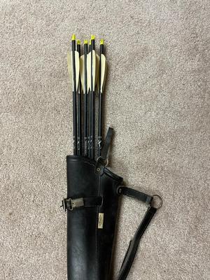 Leather Archery Quiver with Arrows