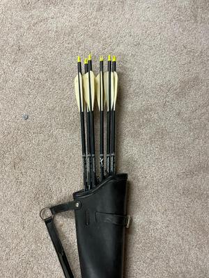 Leather Archery Quiver with Arrows