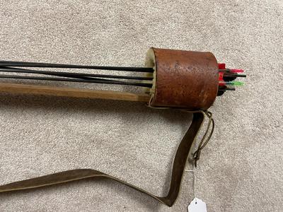 Leather Quiver with Arrows and Adjustable Strap