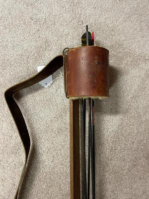 Leather Quiver with Arrows and Adjustable Strap