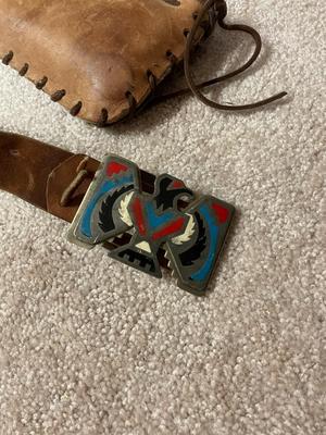 Leather Quiver with Belt and Thunderbird Buckle