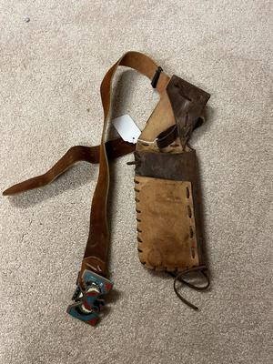 Leather Quiver with Belt and Thunderbird Buckle